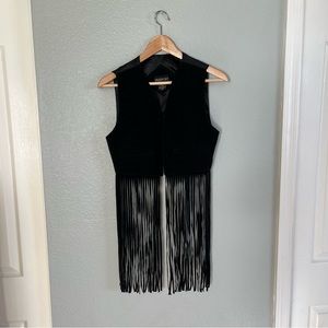 Passport Leather Vest with Fringed Trim